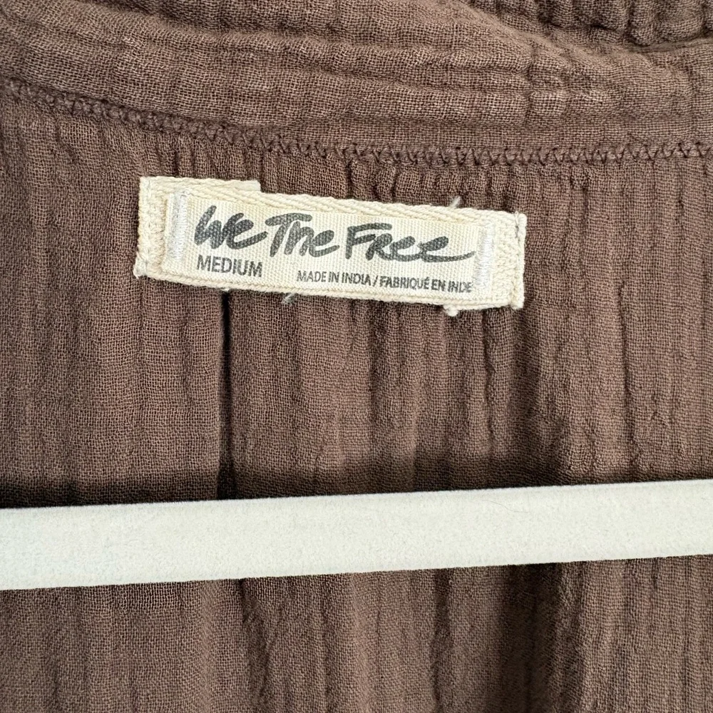 We The Free Chocolate Brown Button-Down Shirt Size M - Picture 4 of 9